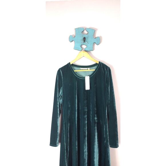 Soft Surroundings Short Santiago Knee Length Emerald Green Velvet Dress M - Picture 3 of 16